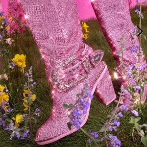 Dolls Kill Pink Glitter Boots